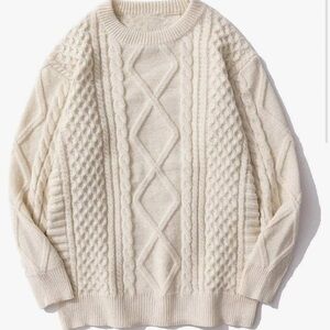 Aelfric Eden Cream Cable Knit Crewneck Sweater